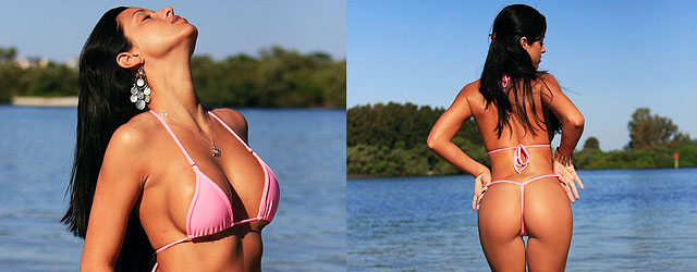 Janessa Brazil Wearing A Sexy Pink Bikini