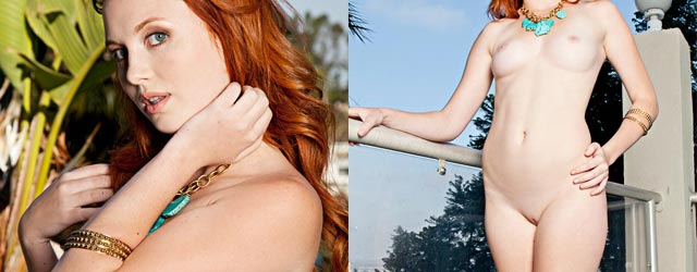 Naked Redhead Babe Molly Shaw Poses On A Balcony
